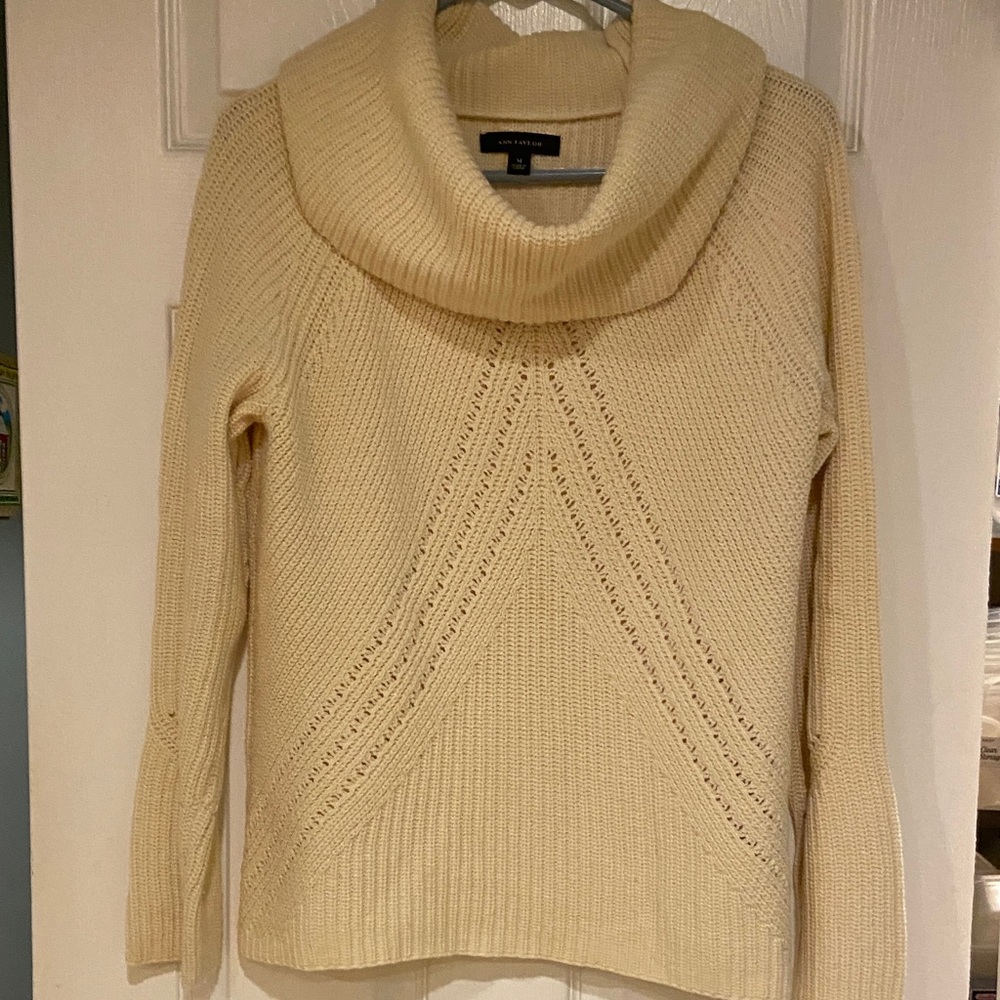Ann Taylor Cream Cowl Neck Sweater